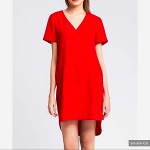 Banana Republic Curved Hem Shift Red Dress Size 2